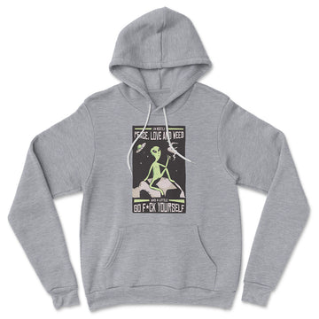 I Mostly Want Peace, Love And Weed Hoodie in Athletic Heather color